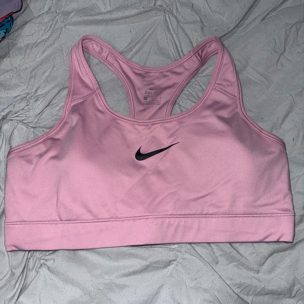 Nike Light Pink Racerback Dri-FIT Sports Bra with Black Swoosh